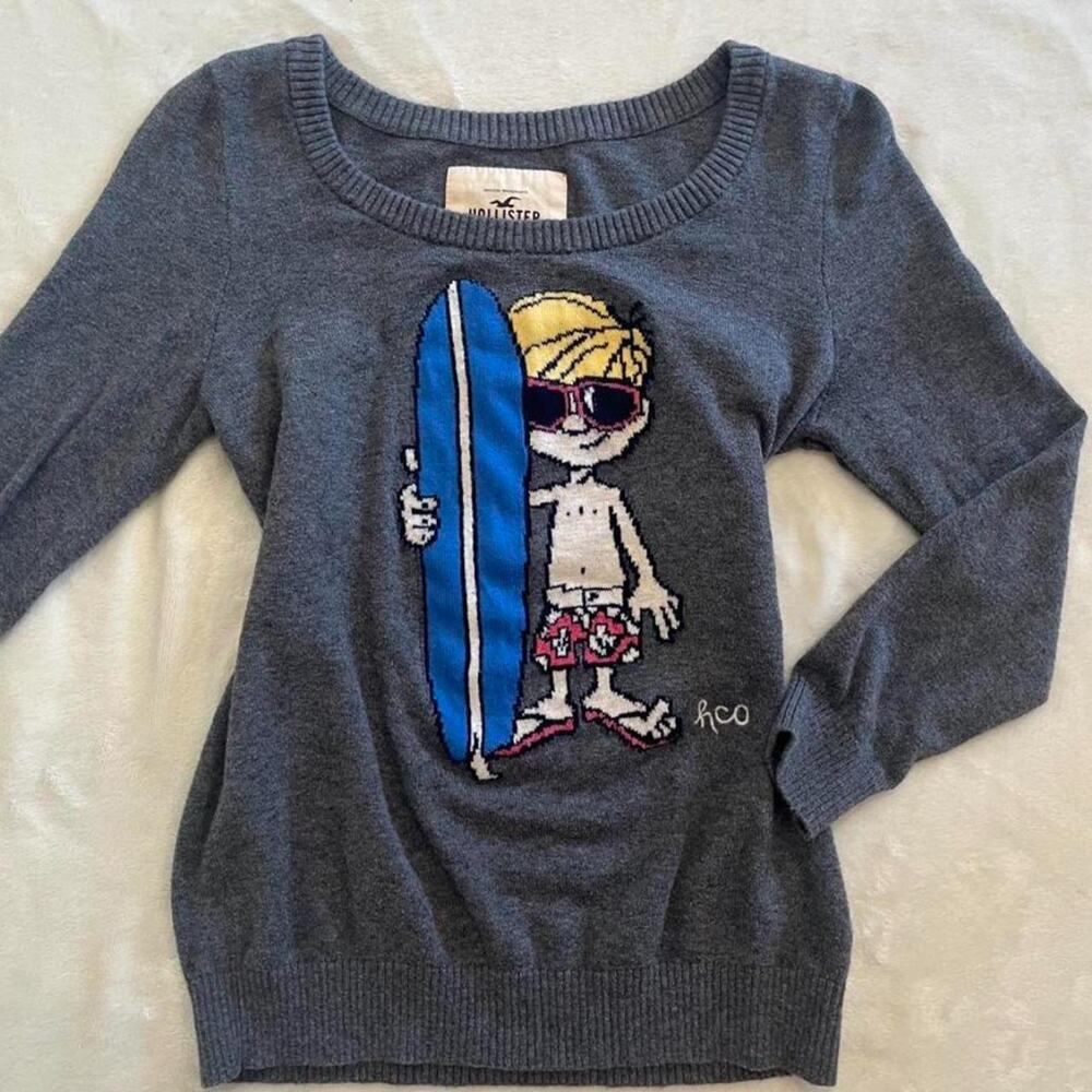 Y2K Hollister Pullover Grey Sweater Medium
